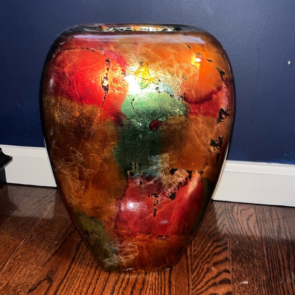 Multi color metal vase